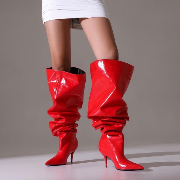 Thigh High Boots for Women Wide Calf Stiletto High Heel Over the Knee Pointed To